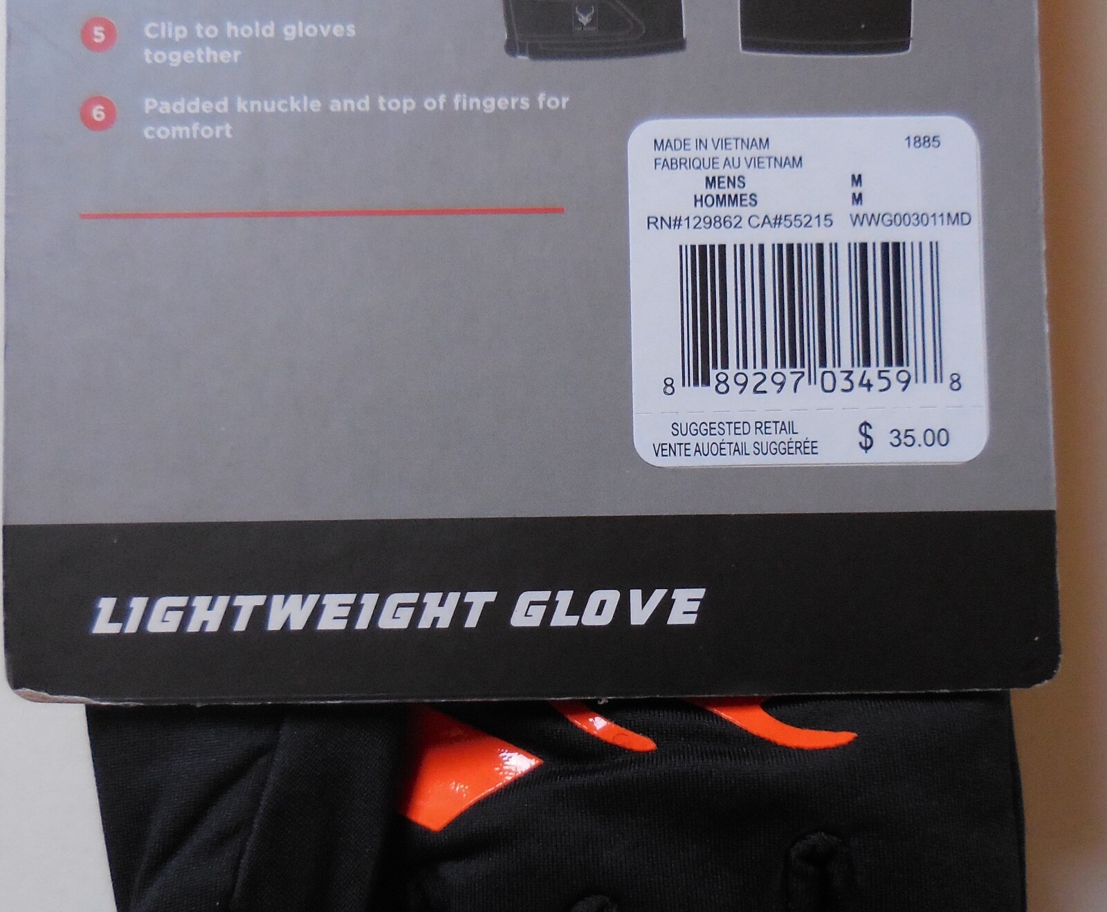Walls Lightweight Gloves Men Black/Black/Orange Medium