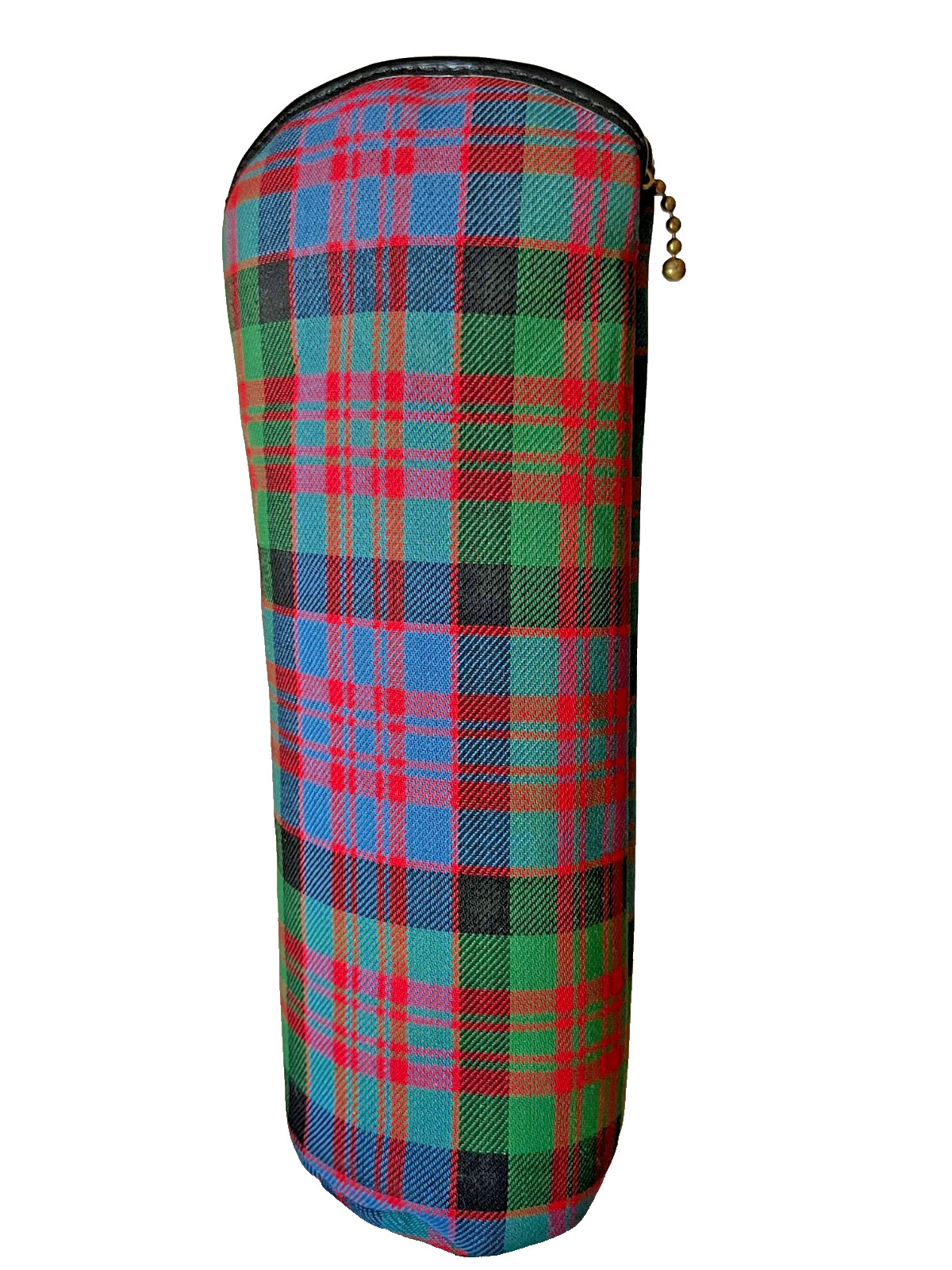 1960s Teachers Scotch Whiskey Tartan Plaid Bottle Bag Insulated Zip Scotland Vtg