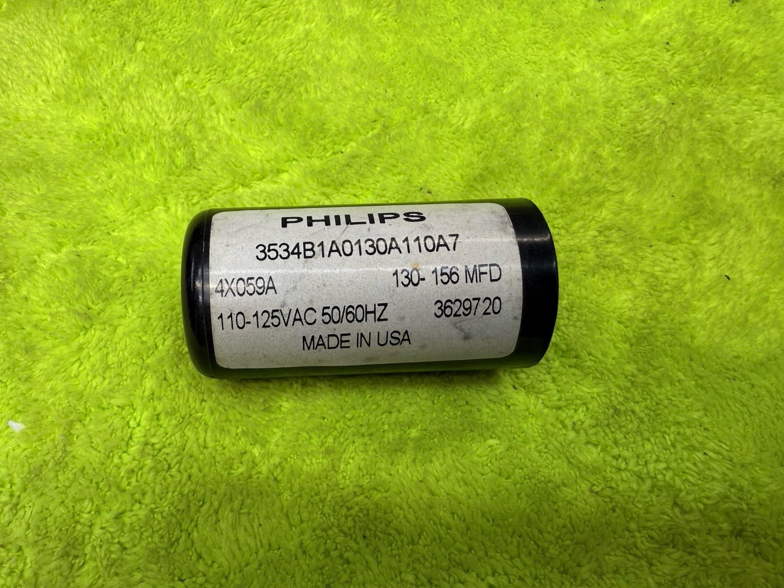Philips 4X059A Motor Start Capacitor 130–156 MFD 110–125VAC 3534B1A0130A110A7 US