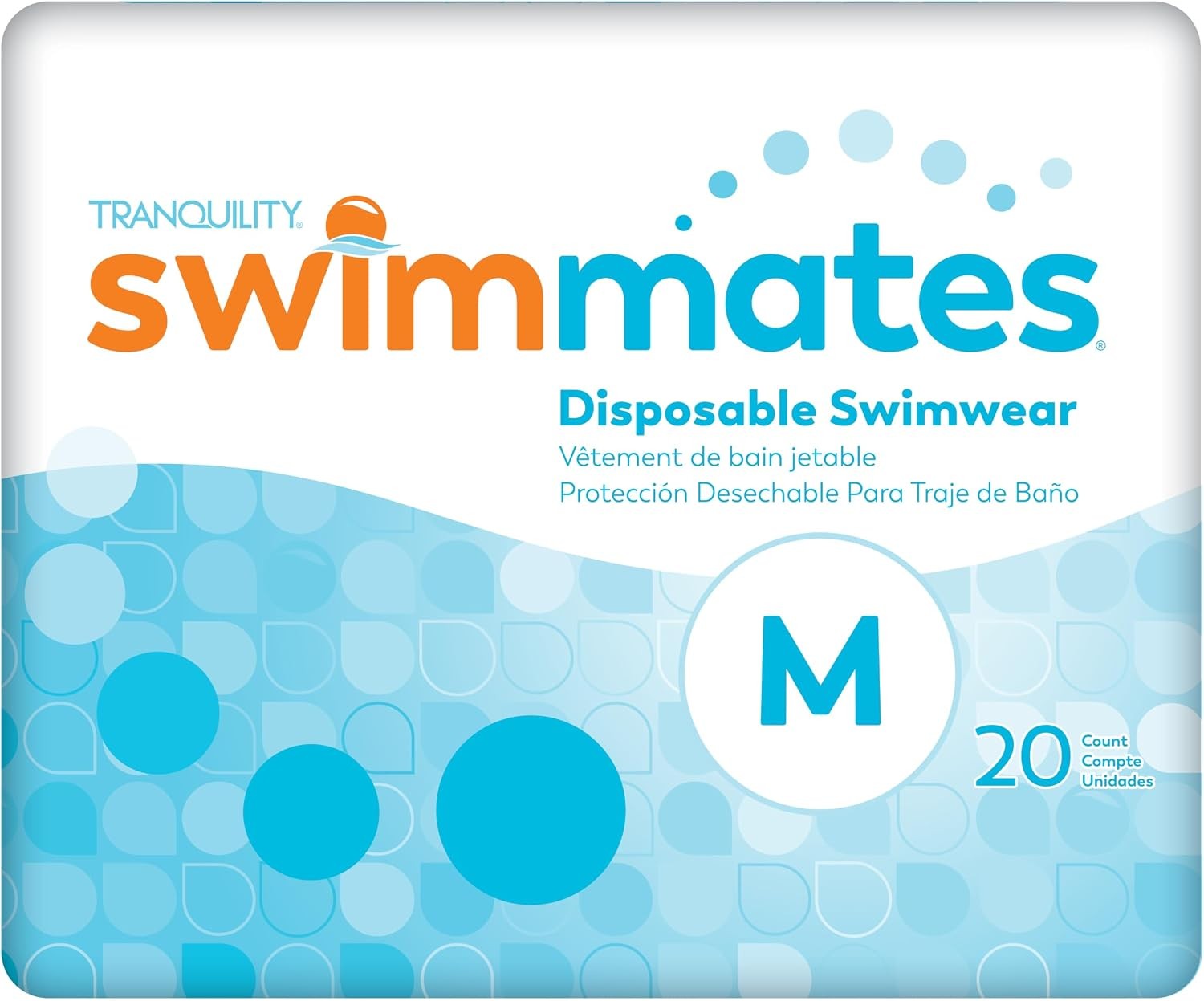 Swimmates Disposable Adult Swim Diapers, Medium (34"- 48" Waist), 20ct