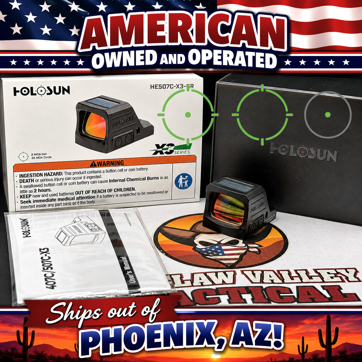 Holosun 507C X3, 2 MOA Green Dot + 32 MOA Circle, RMR Footprint