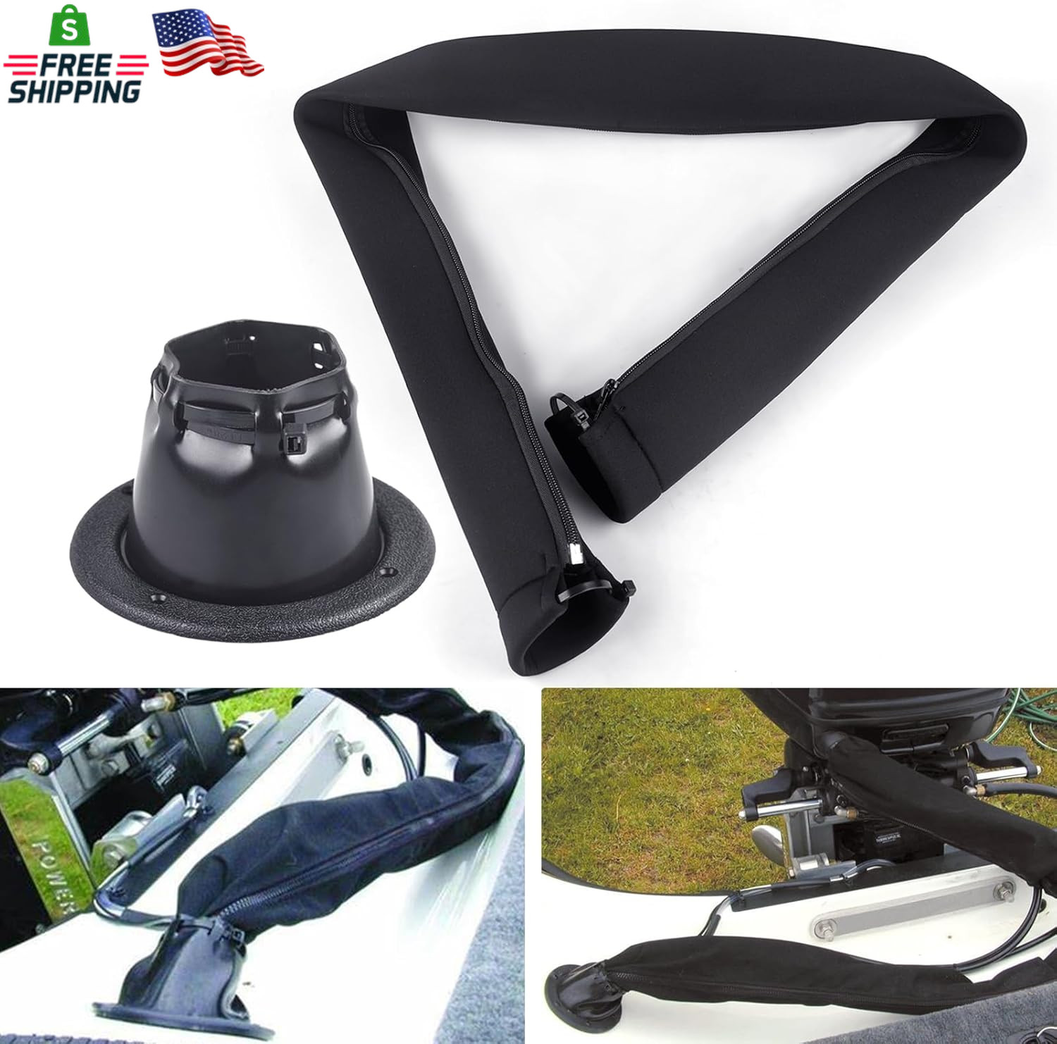 48-Inch Zippered Rigging Sleeve with Marine Cable Boot Diameter 4 2/5" with Cabl
