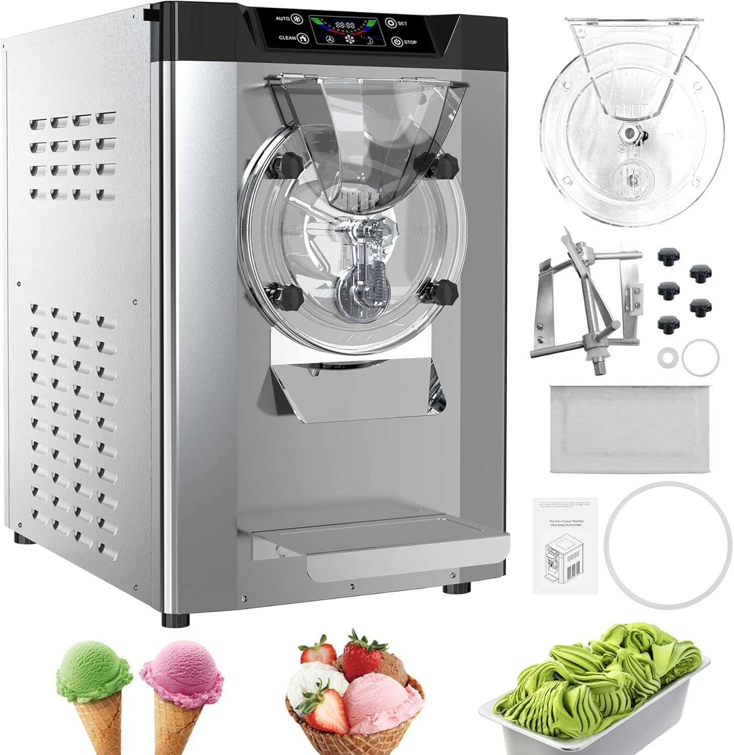 Single Flavor Commercial Ice Cream Machine 4.8-6.3 Gal/H Hard Ice Cream Makers