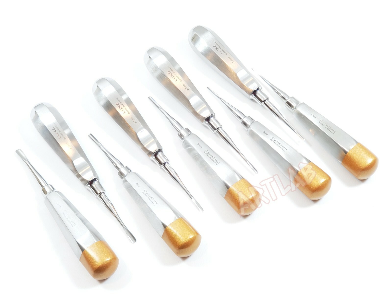 NEW GERMAN 9 PCS STRAIGHT DENTAL SURGERY EXTRACTION LUXATING ELEVATOR (GOLD)