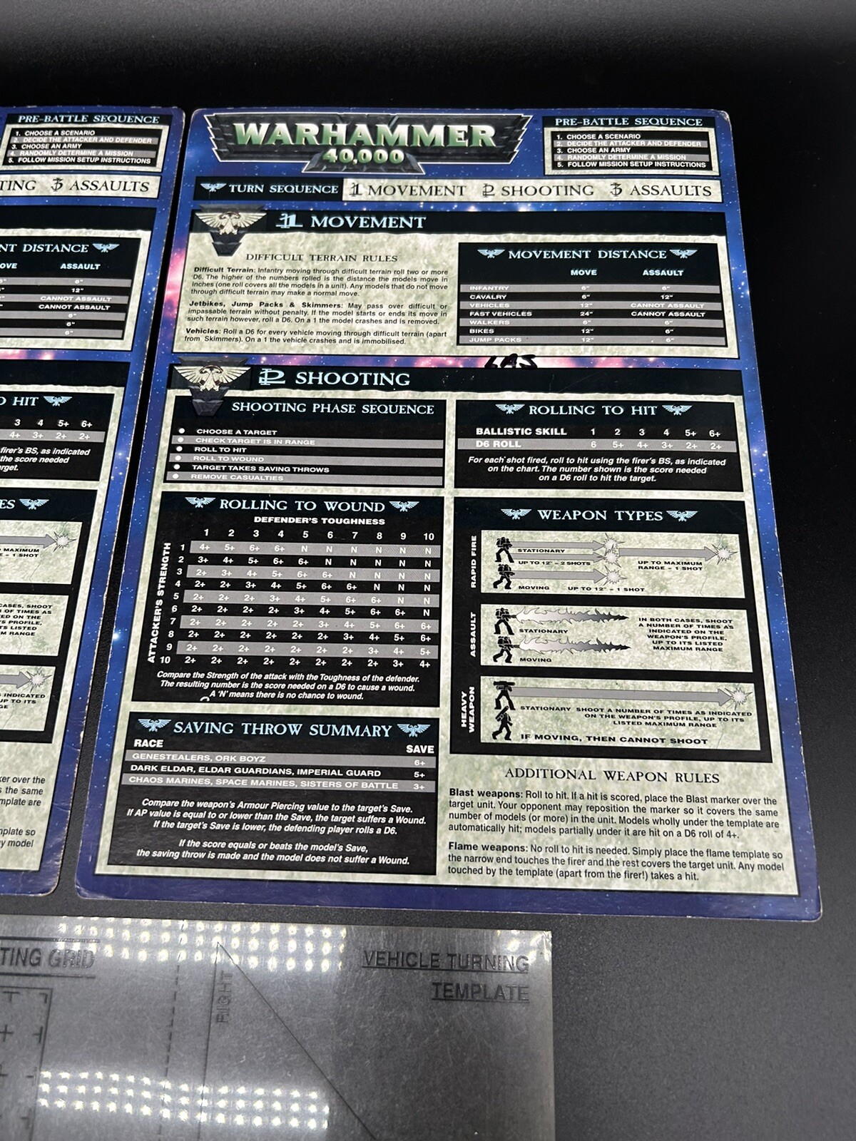 Games Workshop Warhammer 40,000 Quick Reference Card Supplement Lot