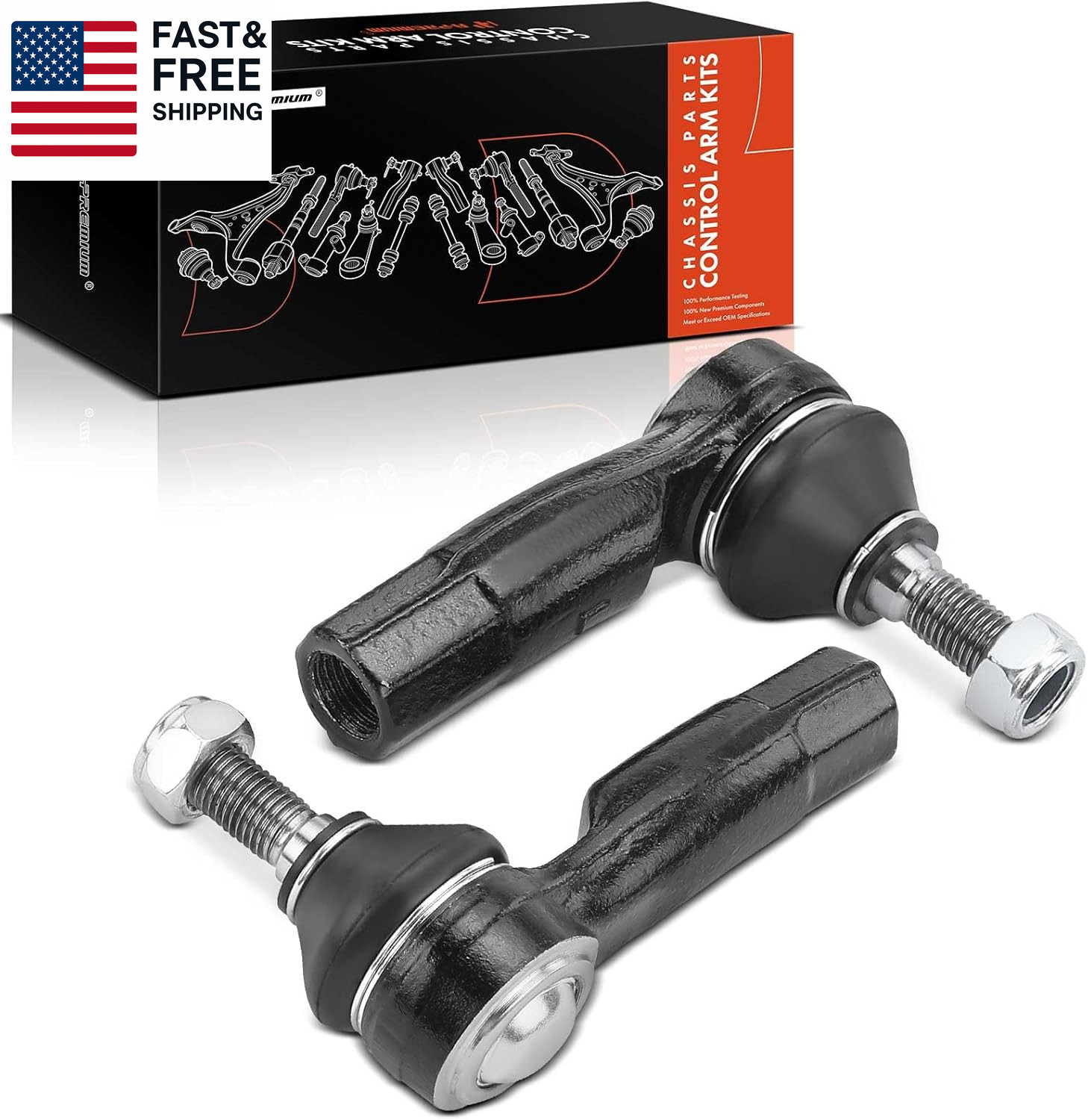 2 X Front Outer Tie Rod Ends, Compatible with Volkswagen Jetta, Passat, Go