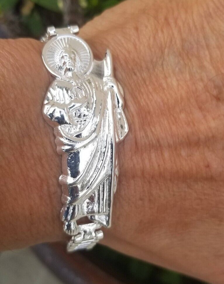 esclava de san Judas plata 925 mx  17.3g 8" 8mm / st jude bracelet