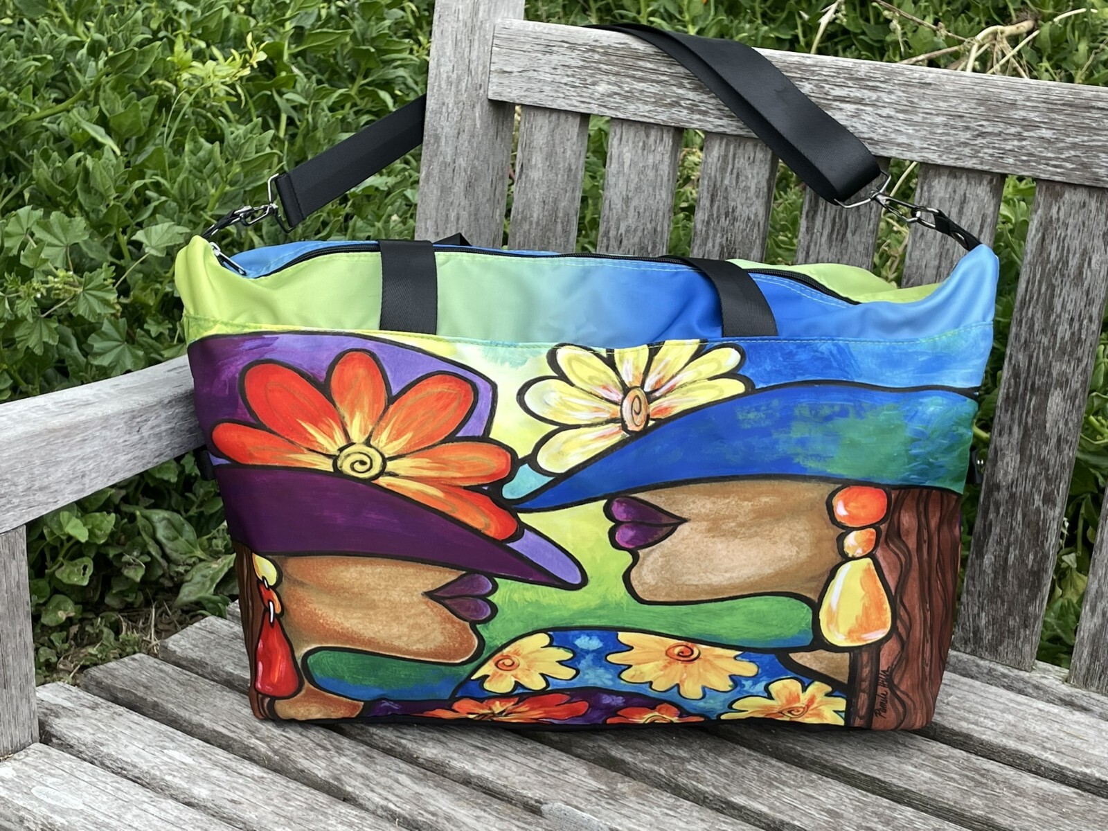 Shades of Color Large Travel Gym Bag, 3 Variations Crossbody Strap & Top Handles