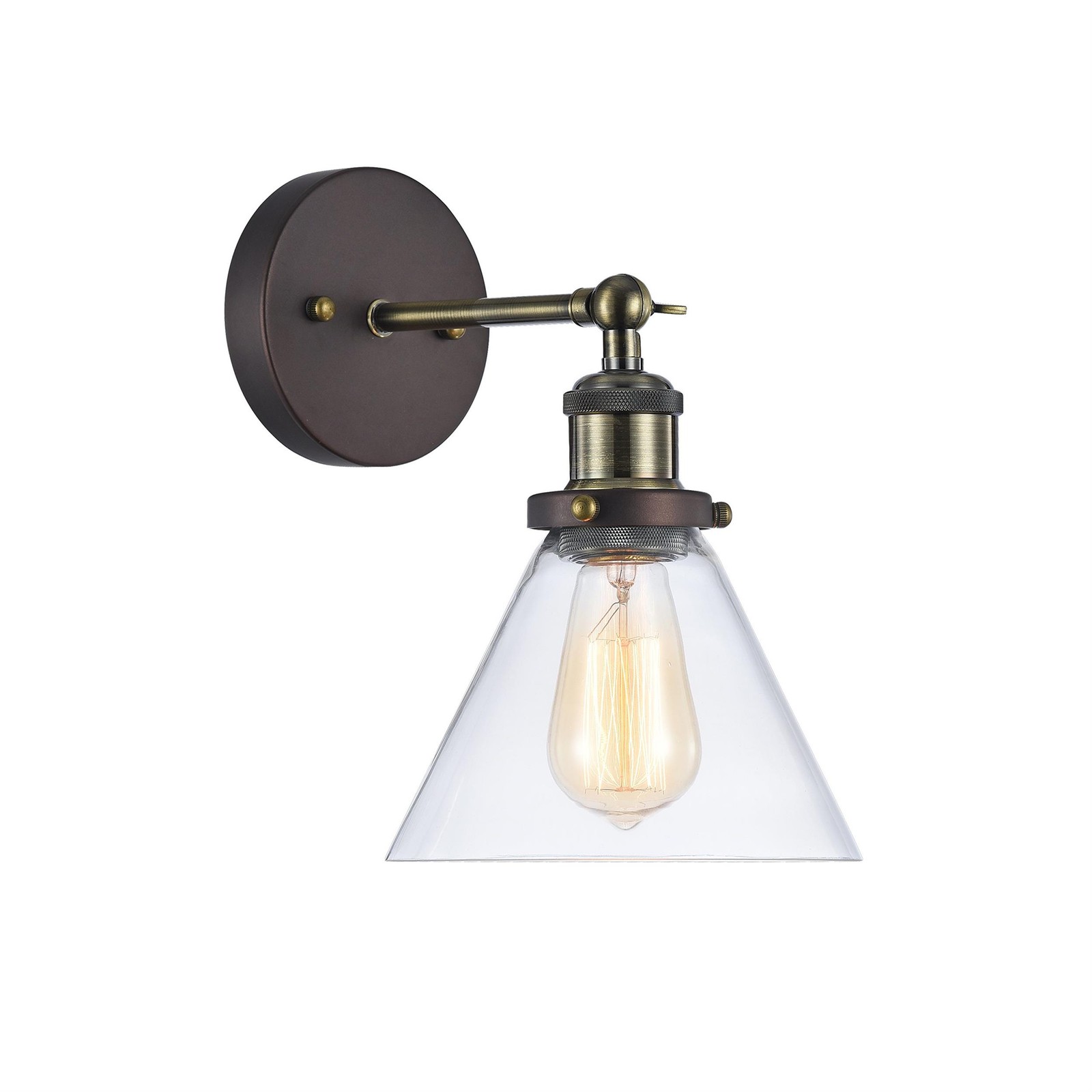 Pemberly Row Industrial-style 1 Light Rubbed Bronze Wall Sconce 7" Wide