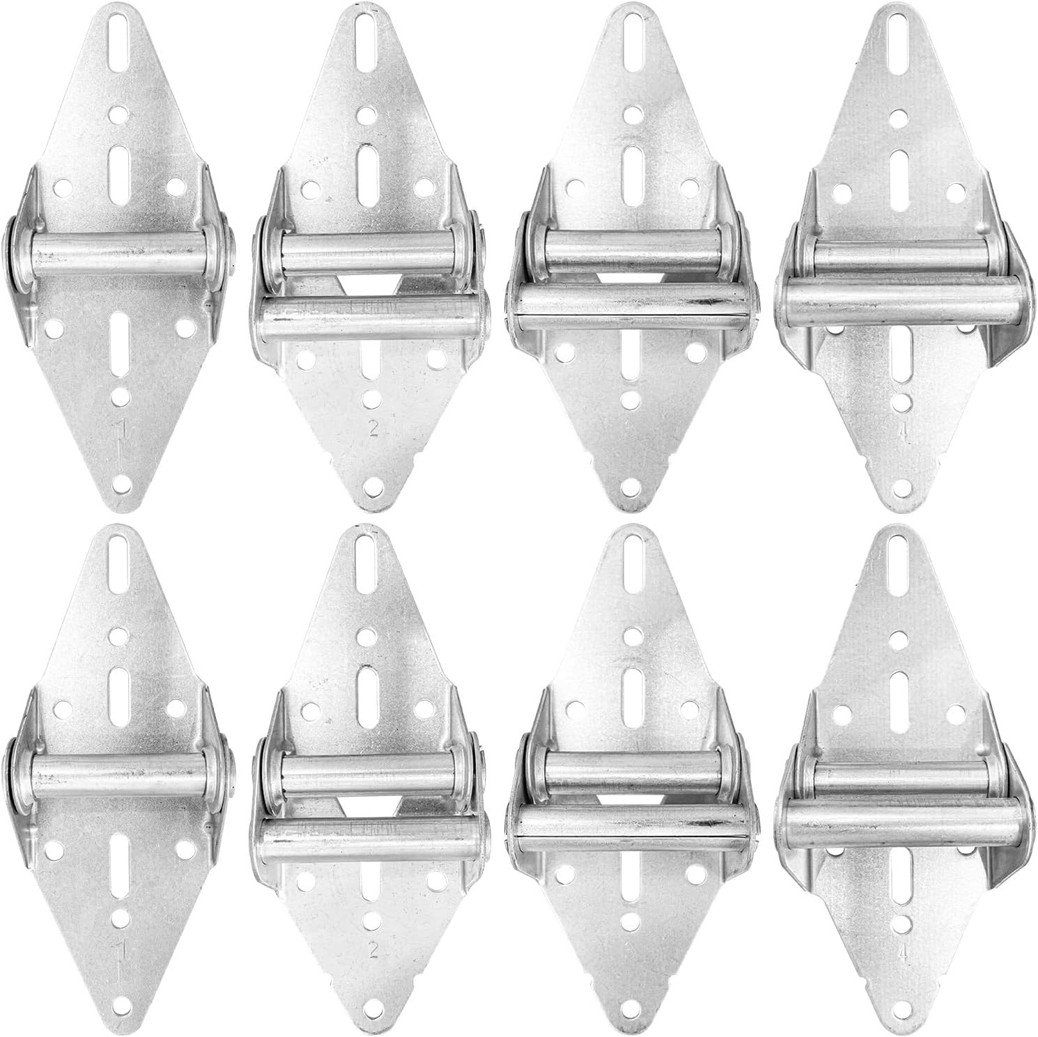 Heavy Duty Galvanized Steel Garage Door Hinges and Brackets - 8 Pieces
