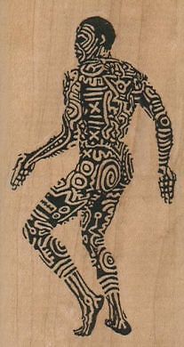 Tattooed Person 2 x 3 1/2" Rubber Stamp, Man Stamp, People Stamp