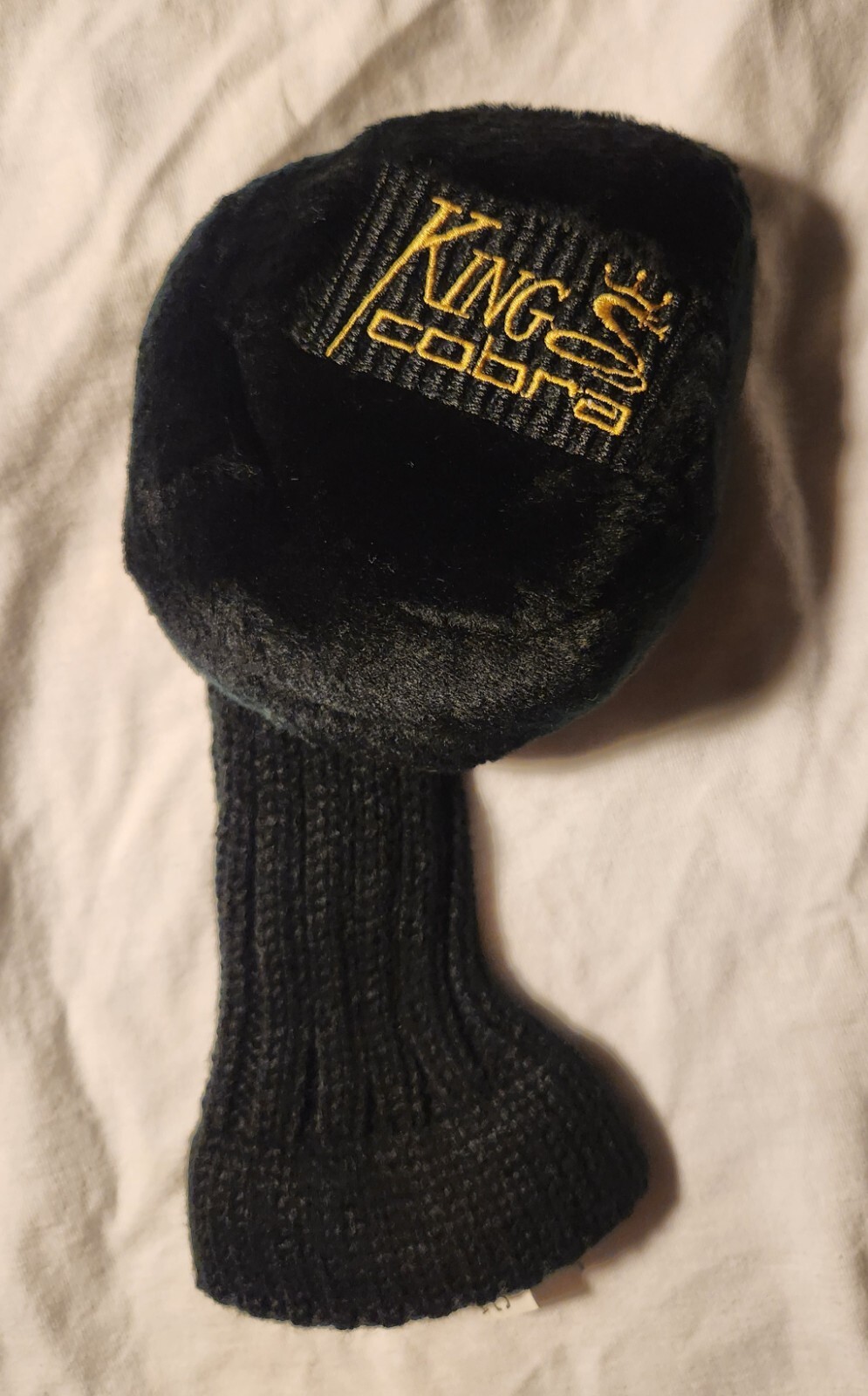 VINTAGE KING COBRA BLACK SOCK STYLE ACRYLIC PUTTER HEADCOVER - NEVER USED
