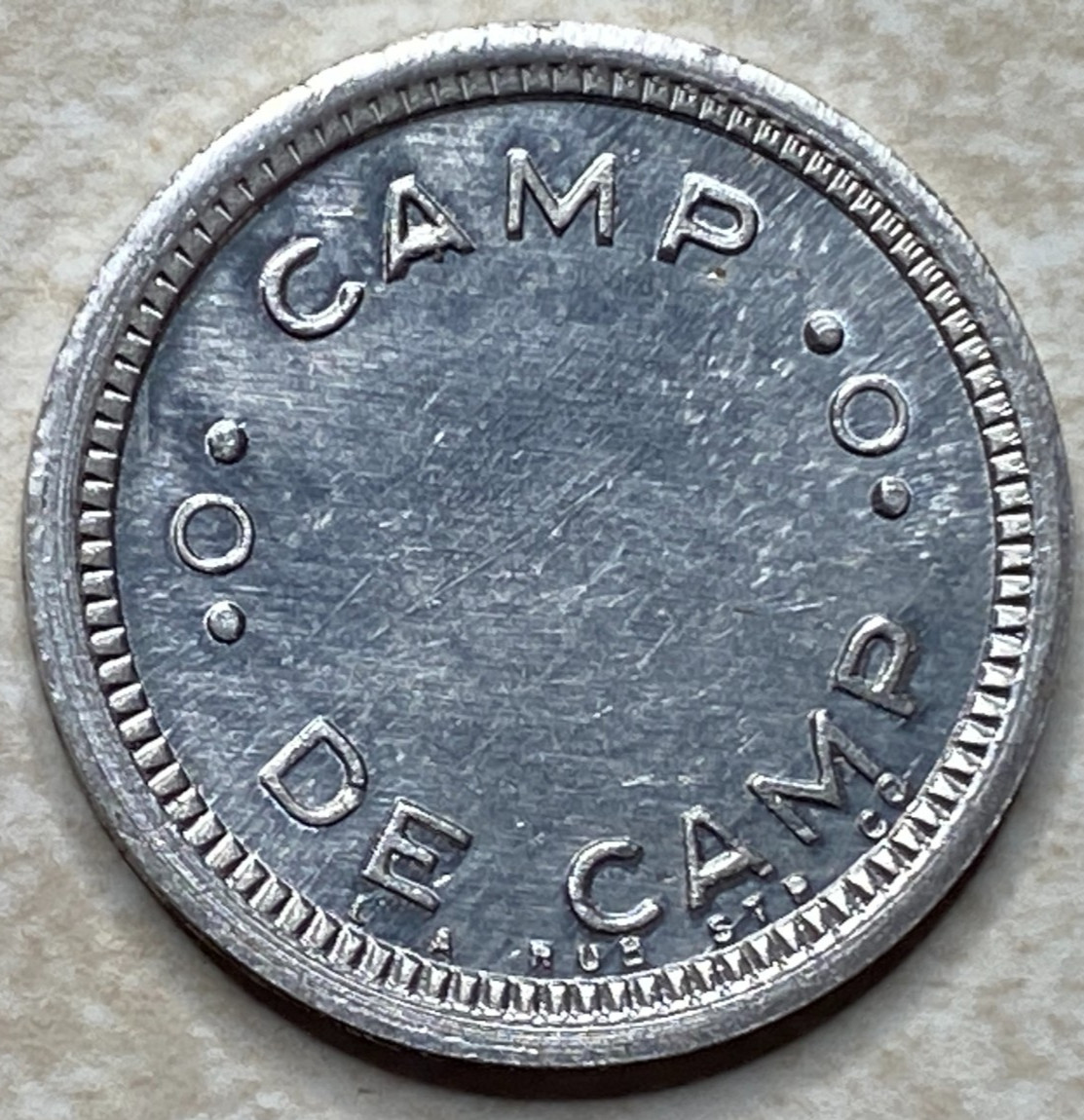 T9023 Camp de Camp Unknown Anillo Restrike Arcade Token