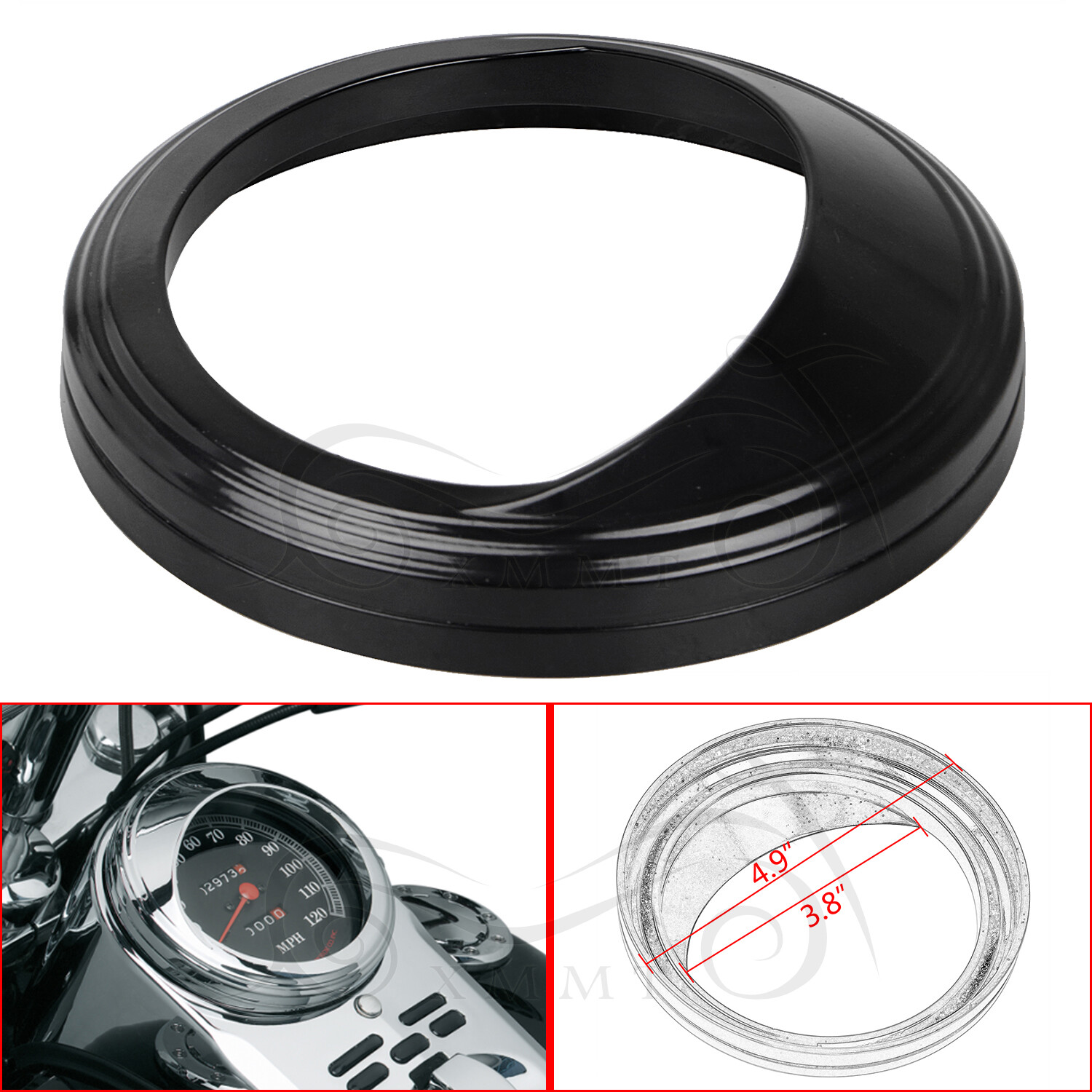 5" Speedometer Trim Ring Bezel Visor For Harley Electra Glide Softail FXST FLSTC