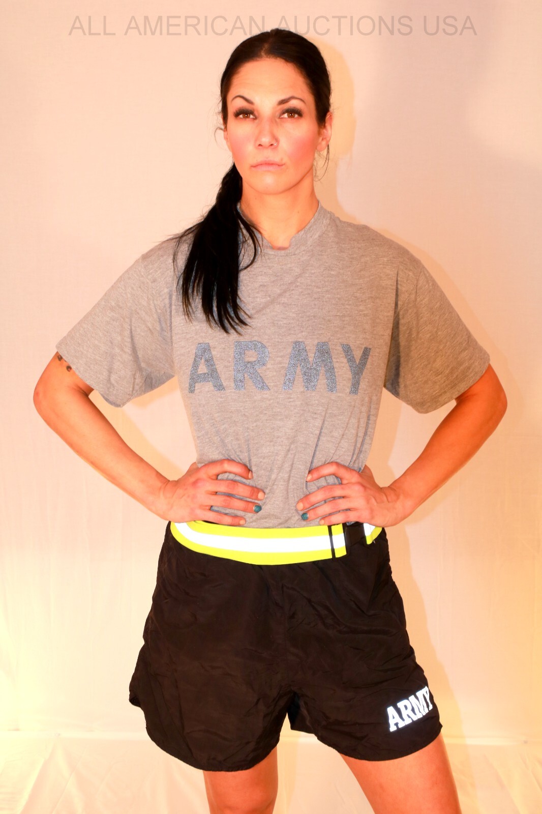 (2) US Army IPFU Short Sleeve T-Shirts Reflective Physical Training Gray 31512