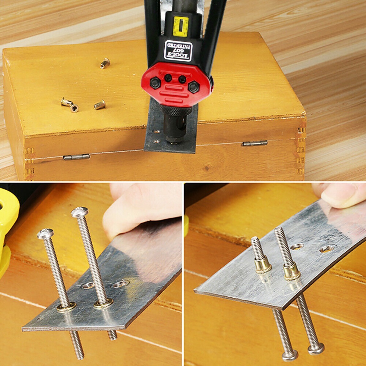 iMeshbean 16" Rivet Nut Tool Kit w/ 630PCs Rivet Nuts 11PC Metric & SAE Mandrel