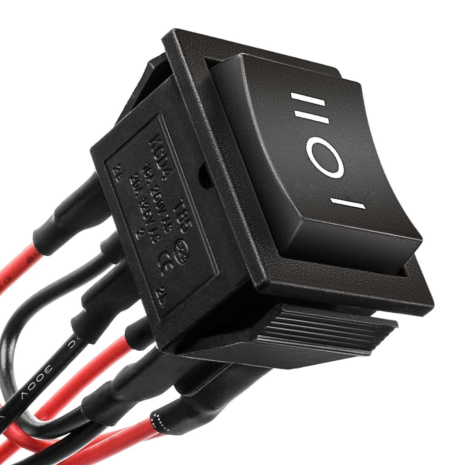 QTEATAK DPDT 6 Pins 3 Position ON/Off/ON Pre-Wired ON-OFF-ON 6-Pin, Black