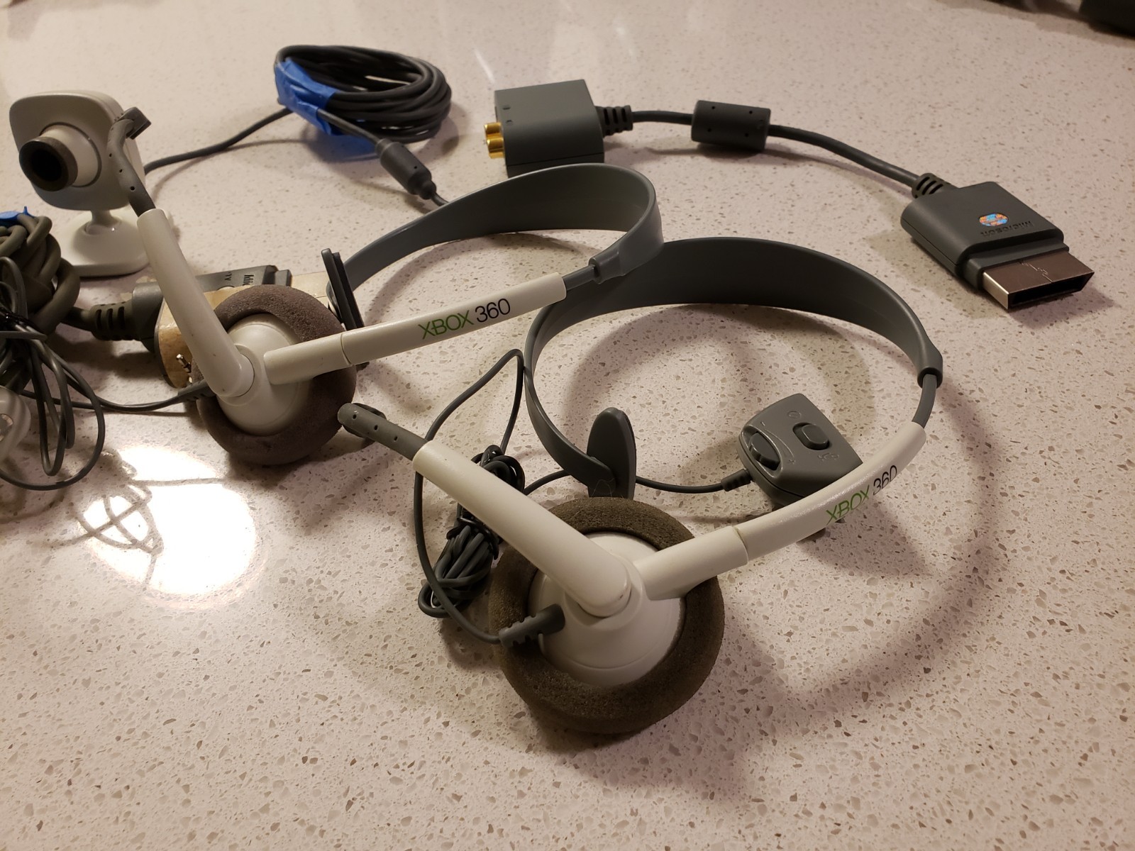 Microsoft Xbox 360 OEM Accessory Lot Live Vision Camera Headsets AV Cables Adapt