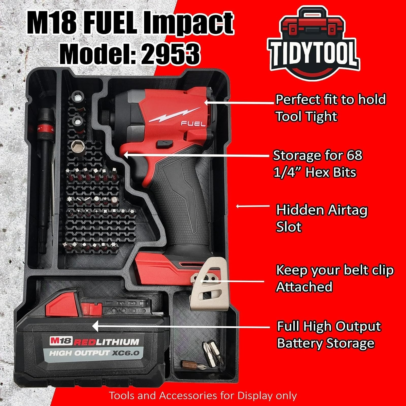 TidyTool Insert for Milwaukee M18 FUEL Impact Driver - Packout Organizer