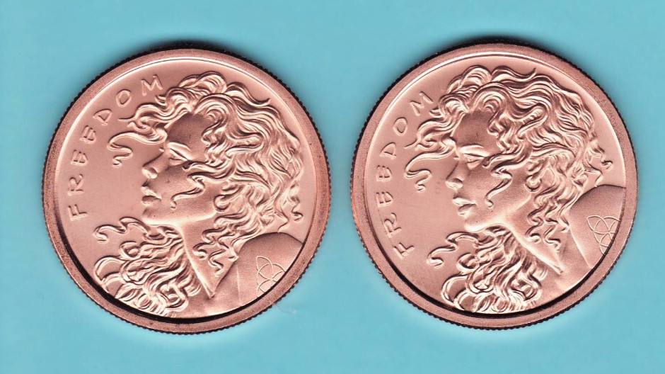 FREEDOM GIRL / FREEDOM GIRL  (one coin)  1 oz. Copper Round Coin   Silver Shield