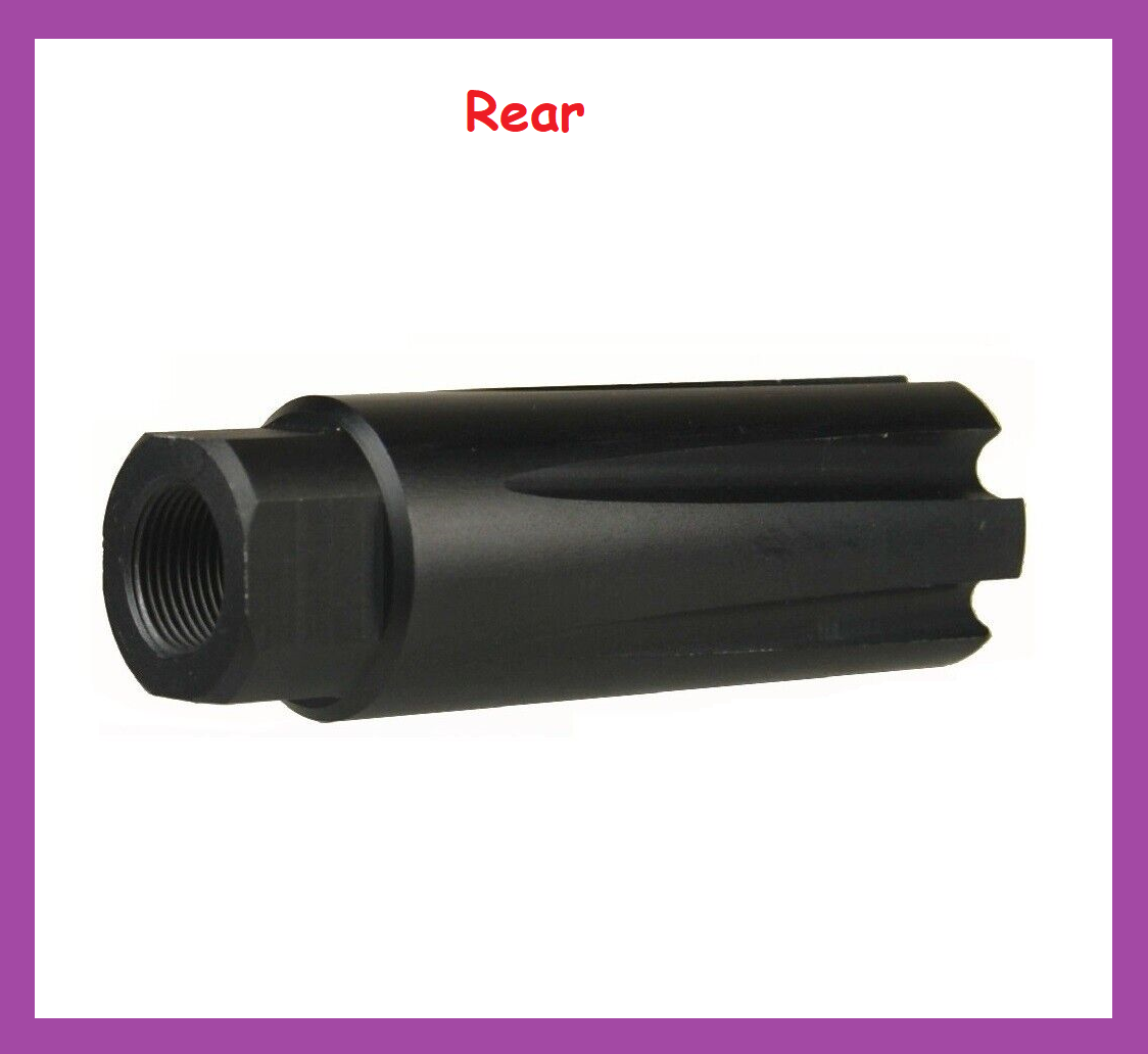 Low Concussion Linear Muzzle Brake Compensator for 9mm 1/2x36 TPI, 7075 T6 Black