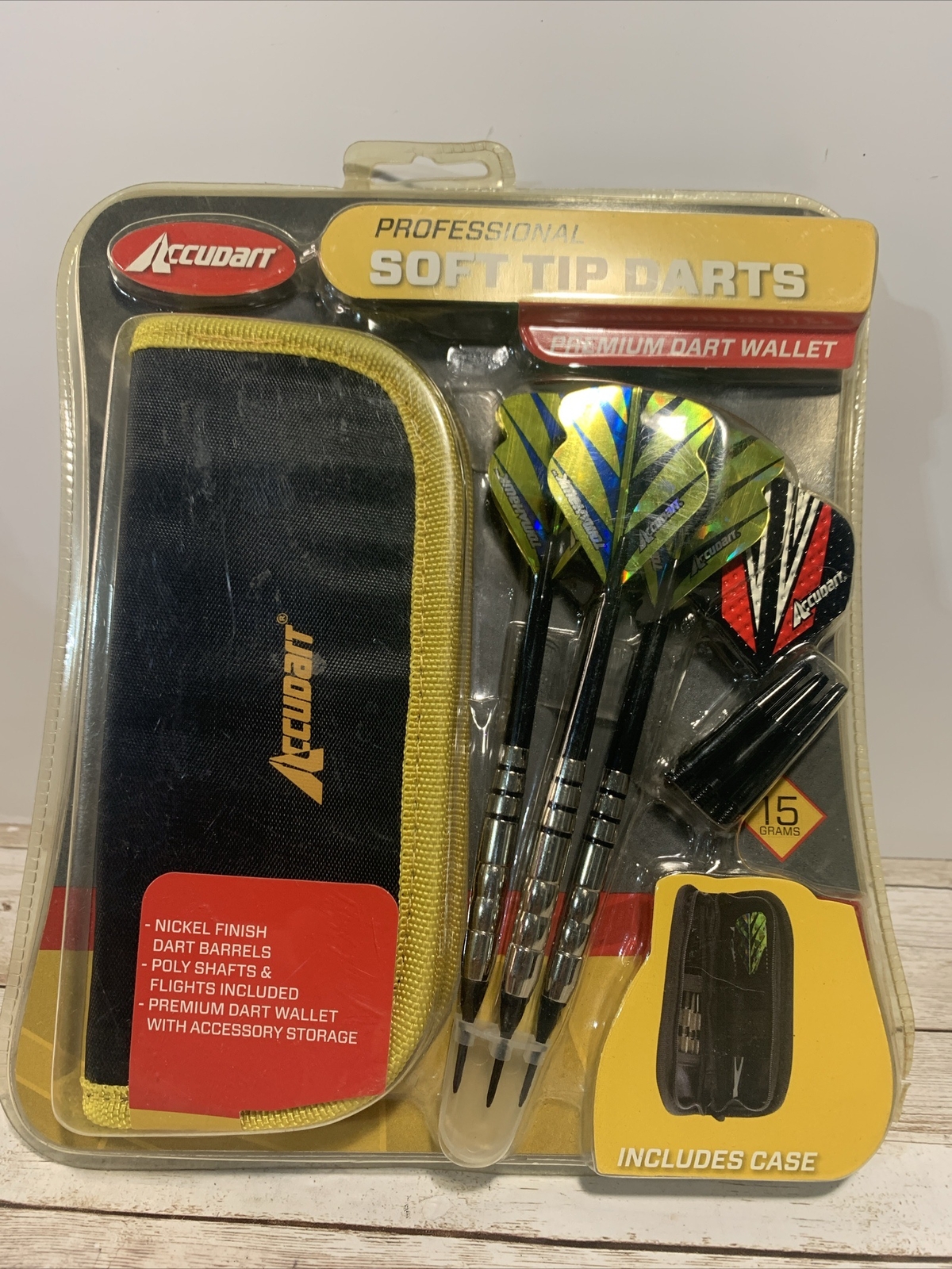 Accudart Professional 15 Grams Soft Tip Darts Set Nickel Finish Complete Set NEW