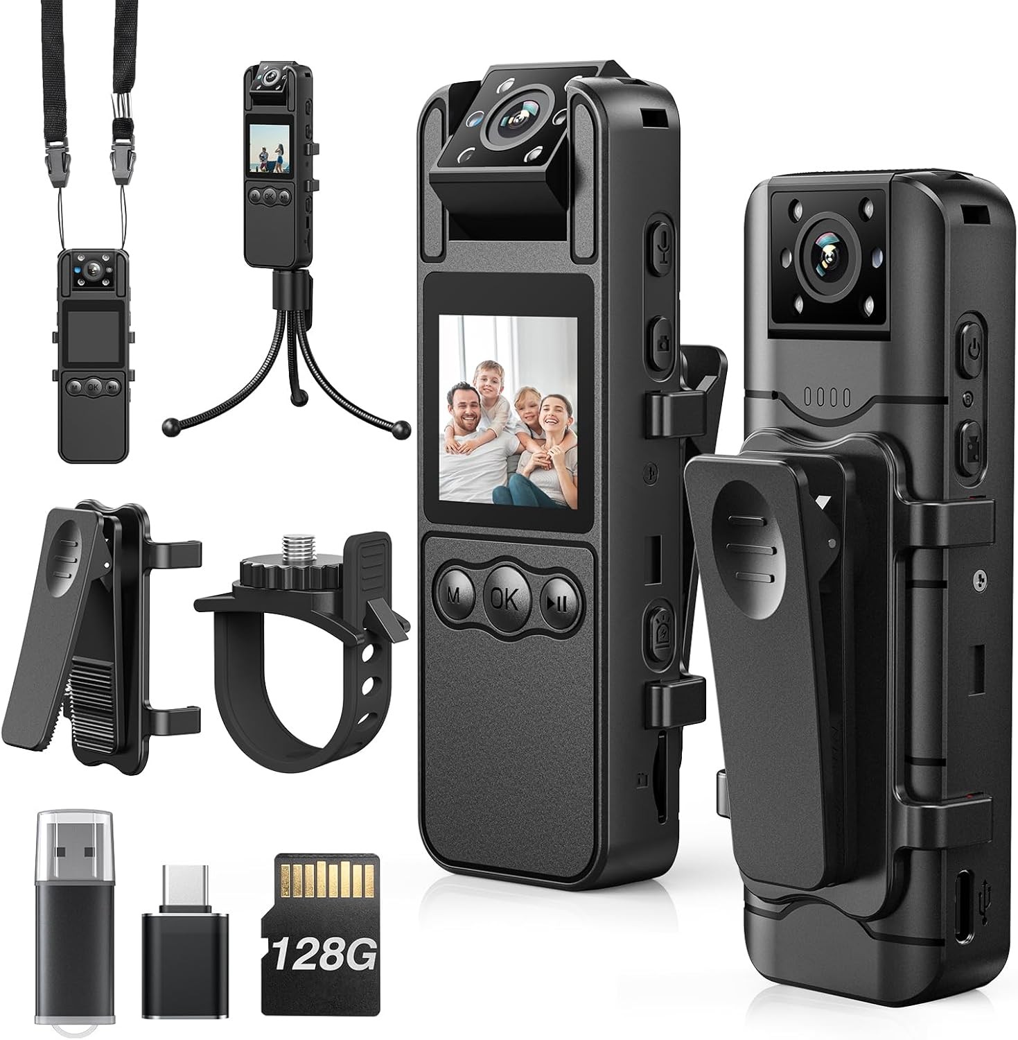 Body Camera Audio Video Recording 128GB Body Cams Wearable Camera Night Vision