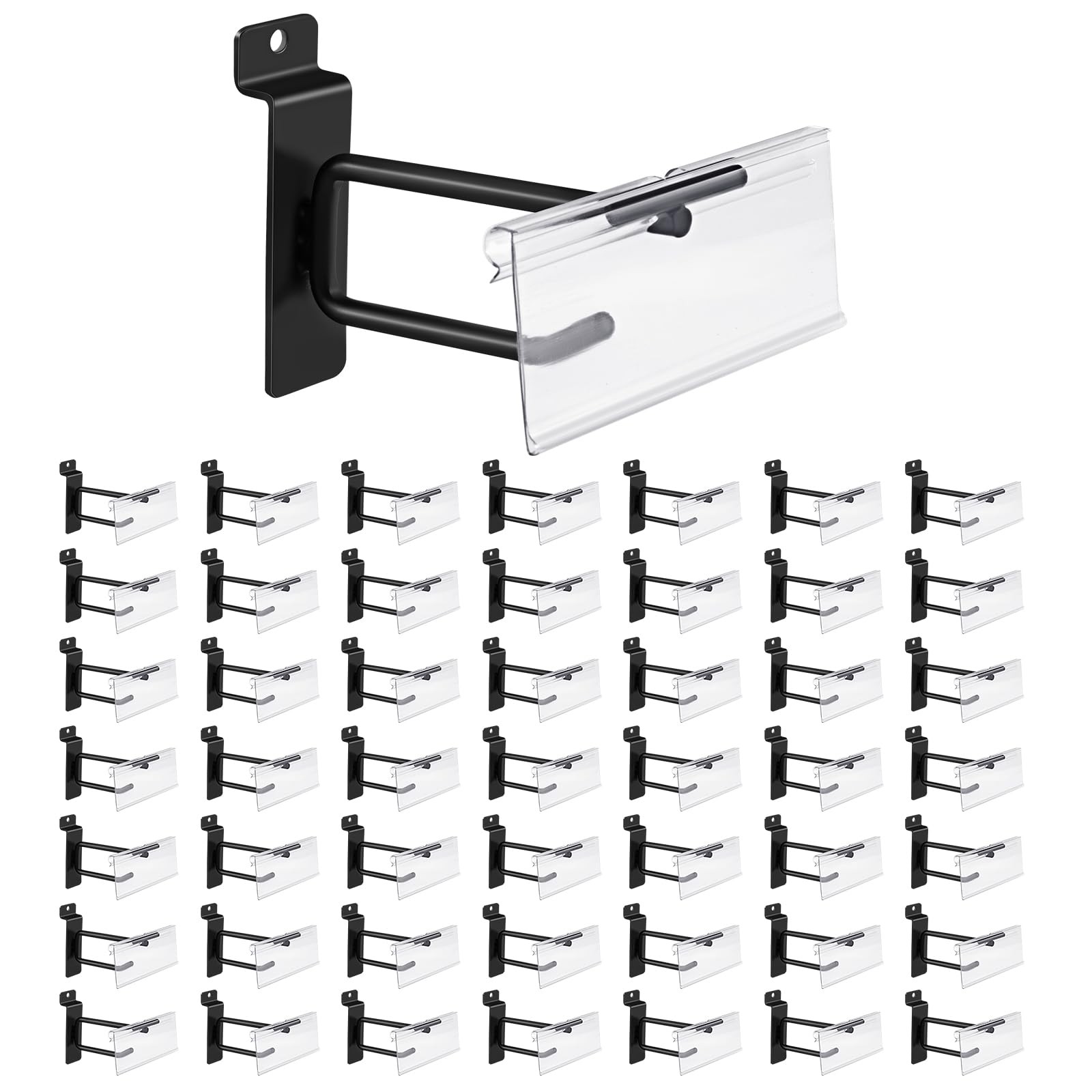 Heavy Duty 4" Slatwall Panel Double-Bar Hooks, Black (4-inch, 50-Pack)