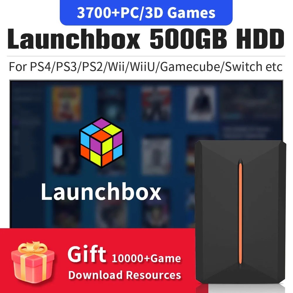 500gb Gaming HDD 4K+ Retro Games H.perspin LaunchBox PS3/PS2/PS/Wii/WIIU/SWITCH