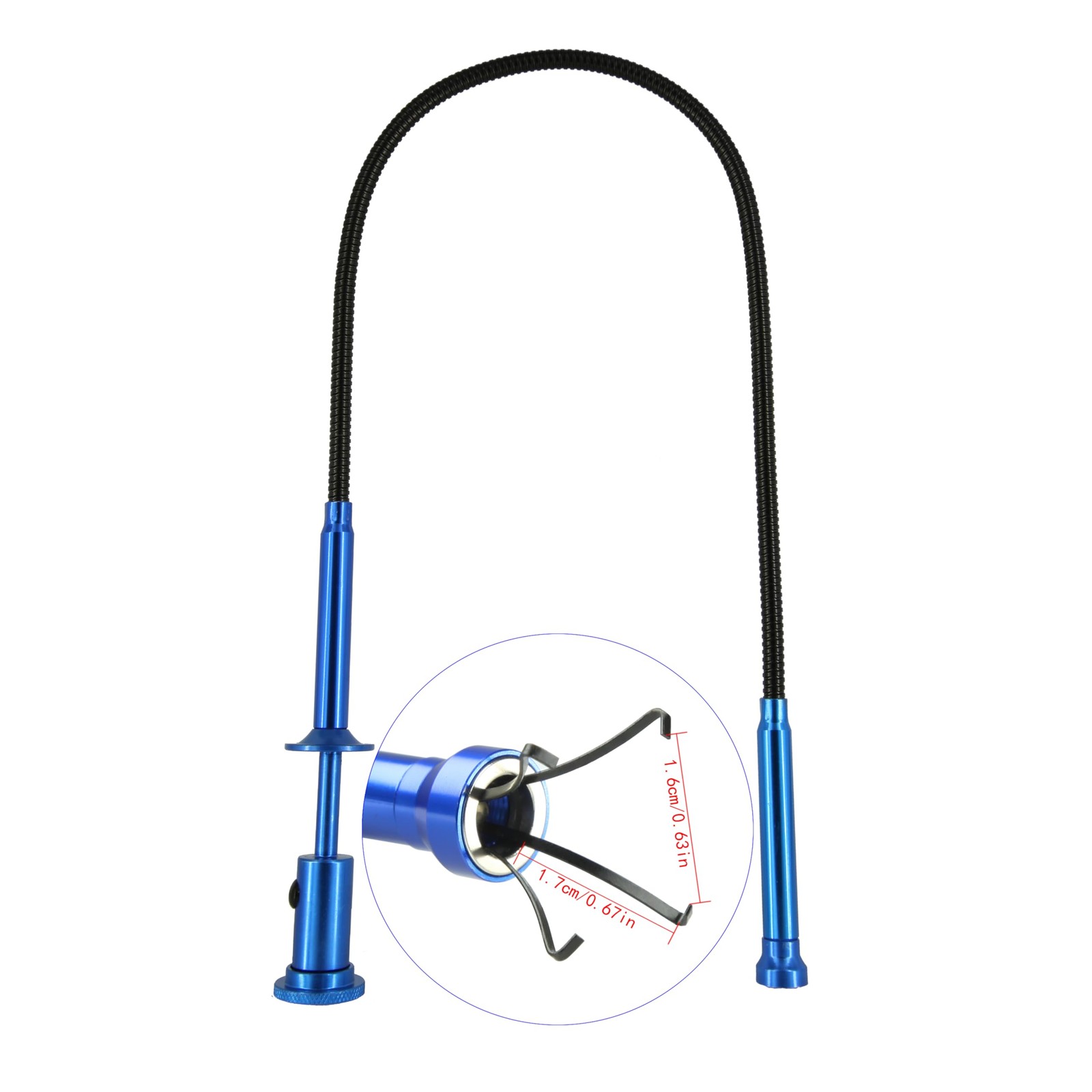 Flexible Claw Pickup Tool with Magnet telescoping led Blue