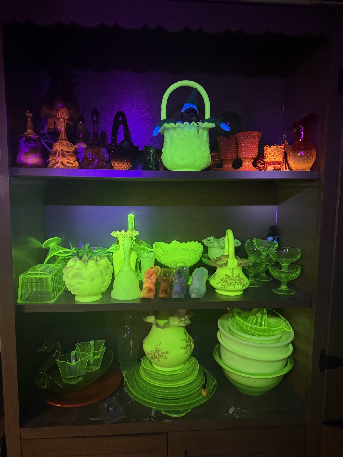 Depression + Uranium Glass = 2 PC Rare Vintage Lot Glow UV Antique