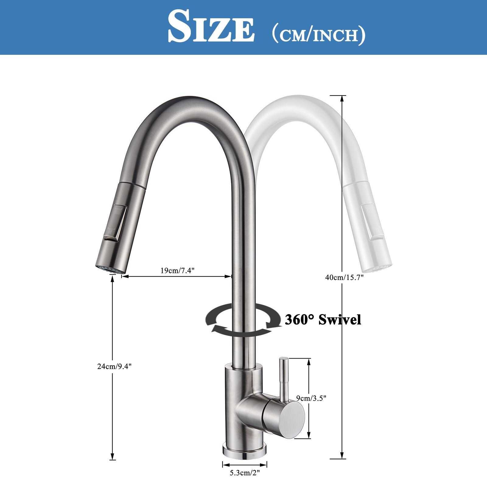 Touch Sensor Kitchen Faucet Pull Down Sprayer Swivel Sink Mixer Brushed Nickel