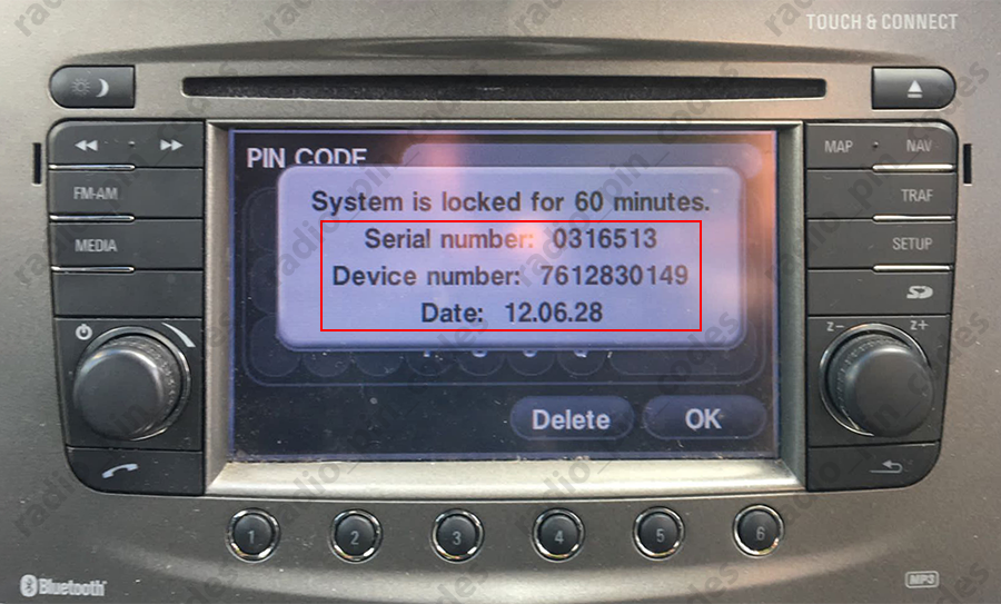 OPEL RADIO PIN CODE UNLOCK ANTARA CORSA INSIGNIA VIVARO ZAFIRA TOUCH & CONNECT