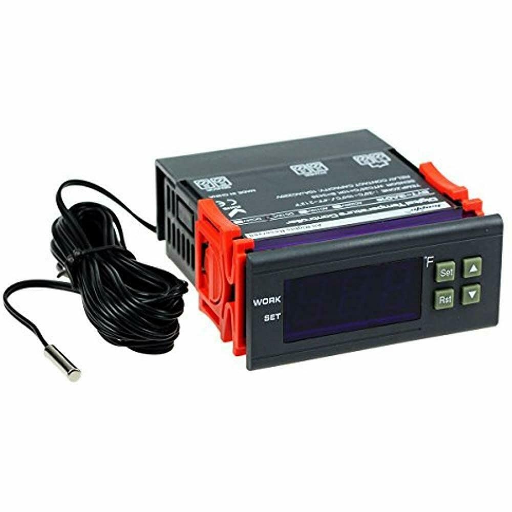 DC 12V Fahrenheit Digital Temperature Controller 10A 1 Relay with NTC 10K Sensor