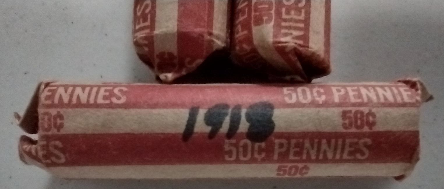 1918-P Roll Lincoln Cent - Good Dates - Average Circulated - Roll (50 coins)
