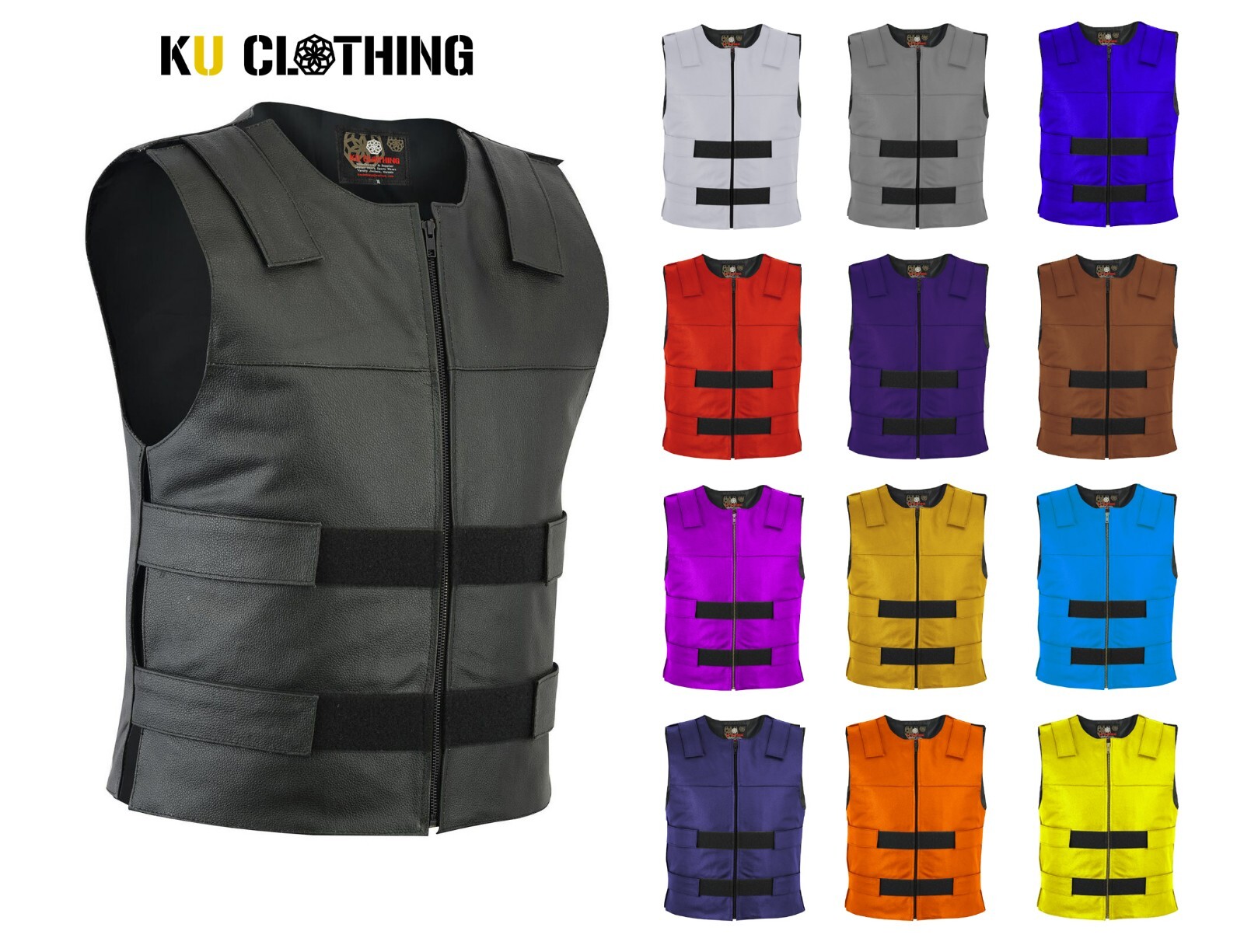 Men's Bullet Proof Style Leather Motorcycle Vest Bikers Tactical SWAT Waistcoat