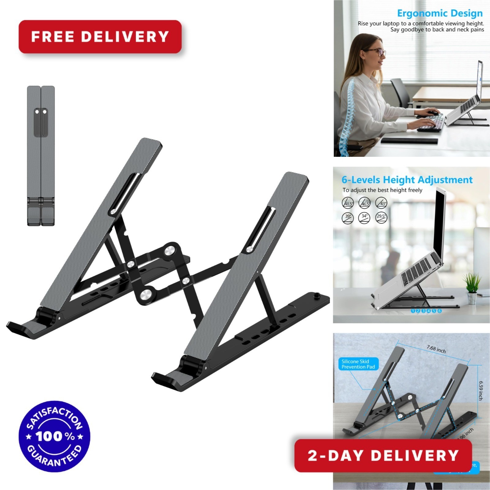 Adjustable Laptop Stand for 10-15.6" Laptops | Portable & Foldable