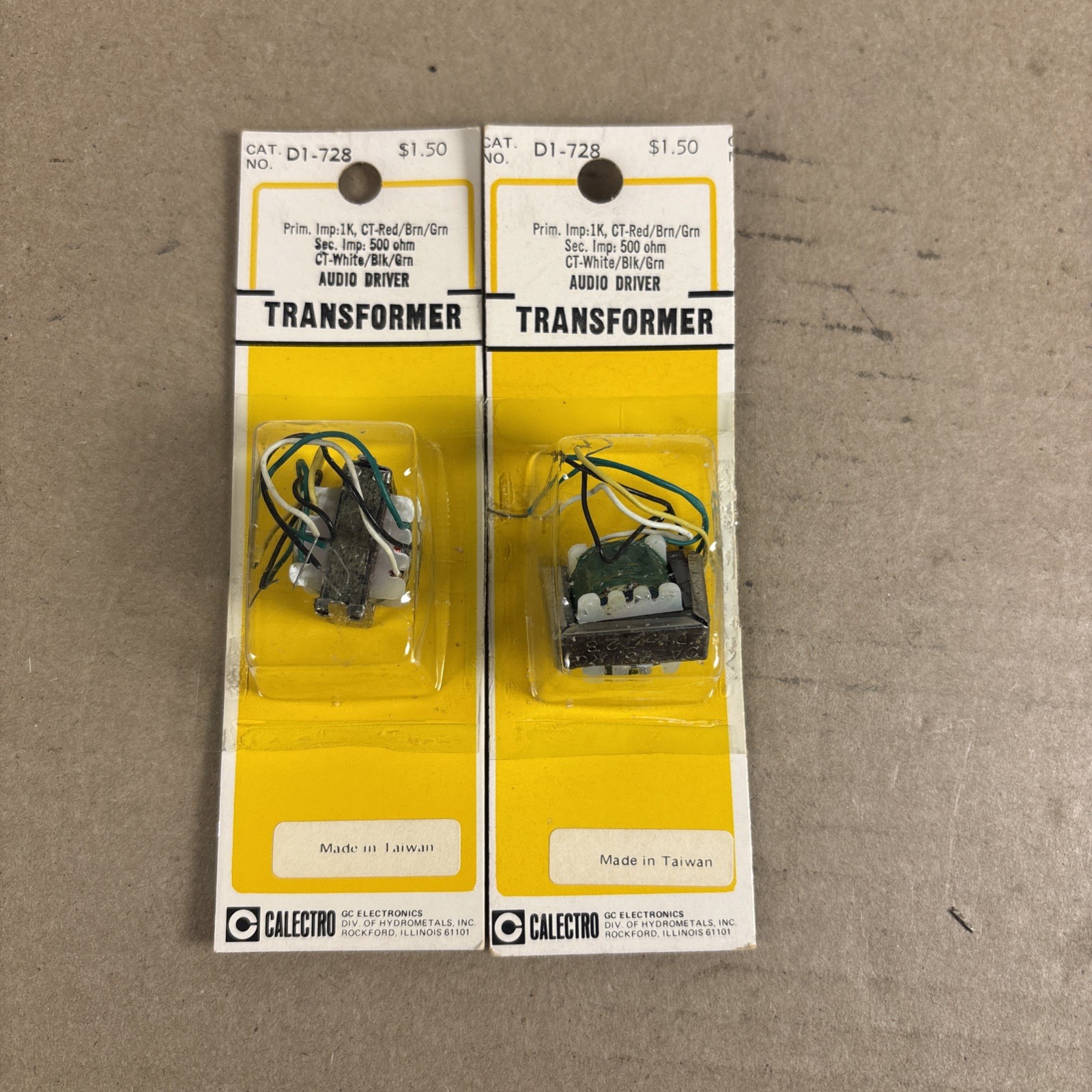 1960's Pair Vintage Calectro Audio Mini Transformers 500 ohm Audio Driver D1-728