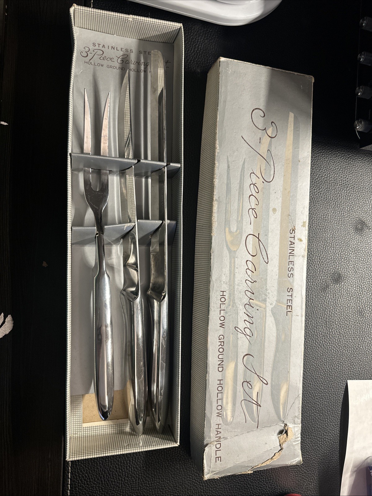 Stainless Steel 3- Piece Carving Set Hollow Ground Hollow Handle
