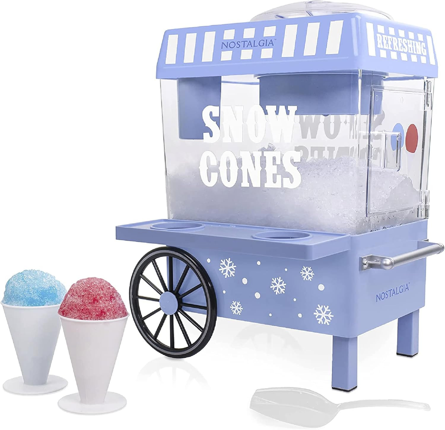 Snow Cone Shaved Ice Machine - Retro Table-Top Slushie Machine Makes 20 ICY Trea