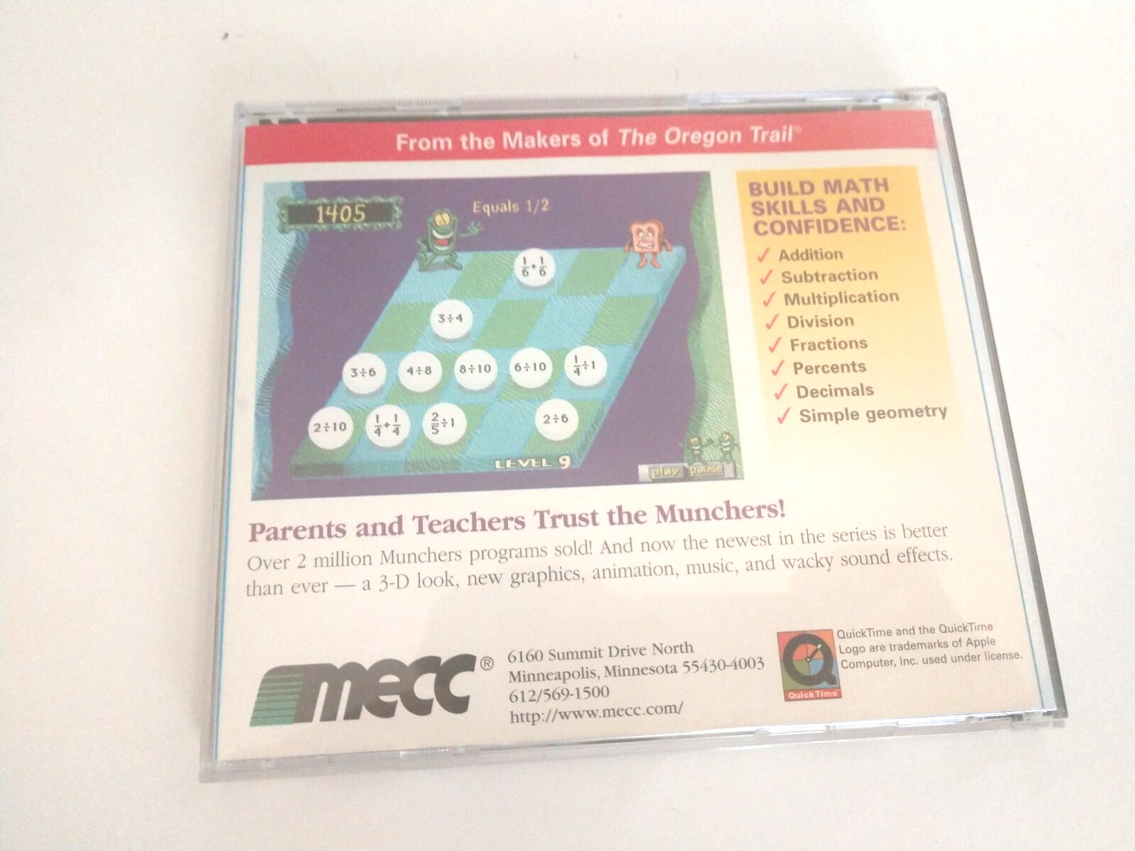 Math Munchers Deluxe Windows Mac MS-DOS PC 1995 CD-ROM Learning Tutoring Game