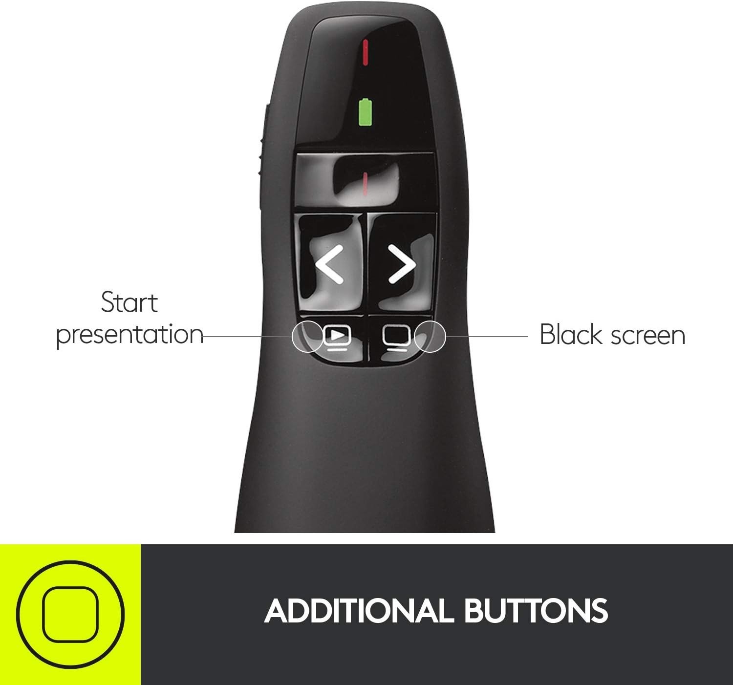 Wireless Presenter R400, USB-A PowerPoint Clicker with Laser Pointer, Wireles...
