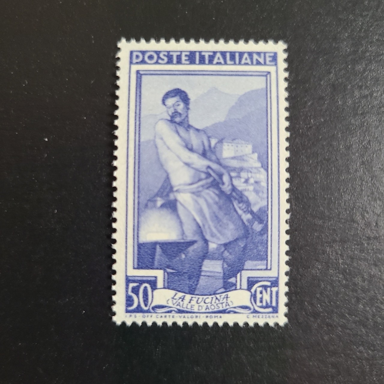 Italy 1950 #562 50 lira Italy at Work, Blacksmith MNH