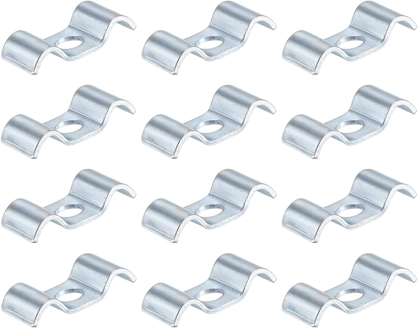 12Pcs 6 mm Stainless Steel Double Line Clamp M-Shape for Pipe Cord Installation
