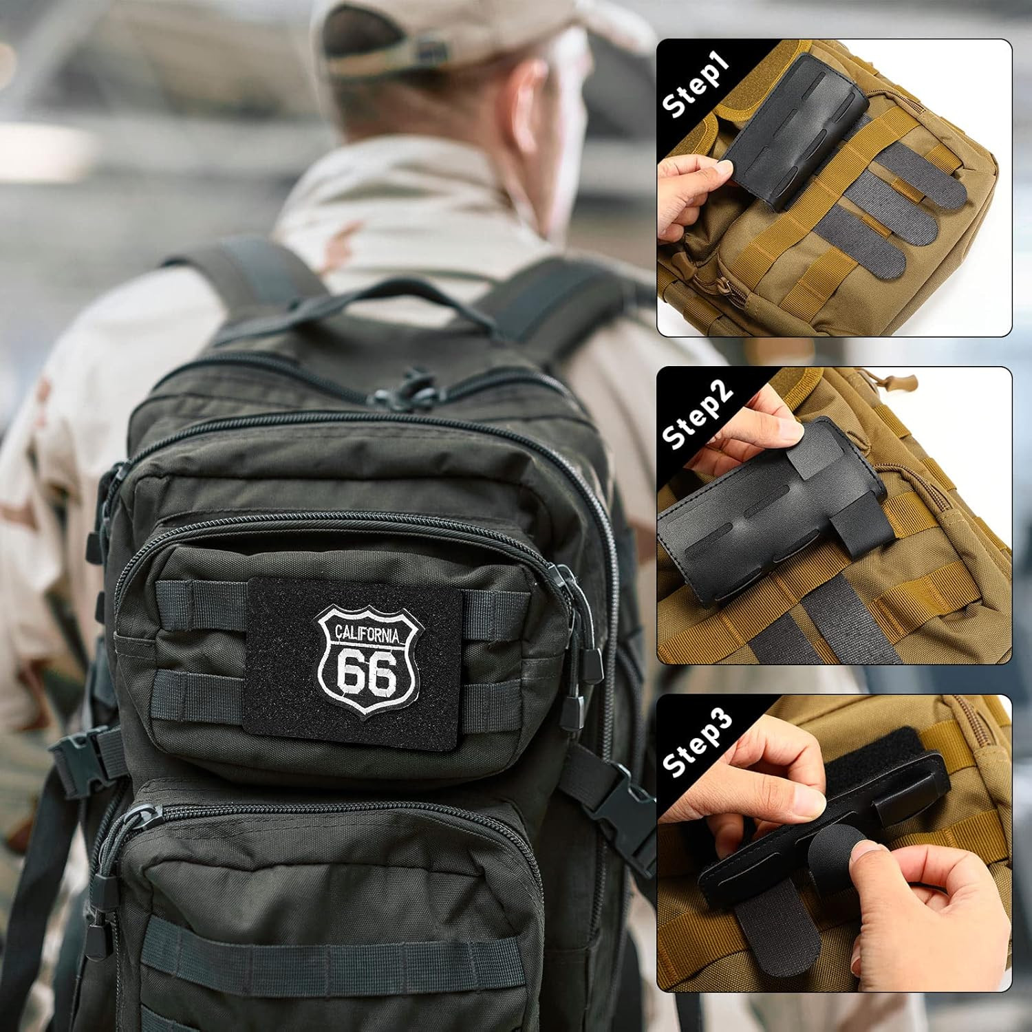 3 Pieces Molle Patches Panel Attachment Tactical Backpack Patches Display Board