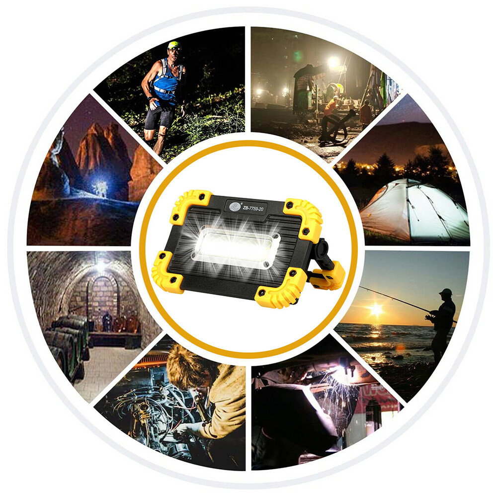 LED COB Work Light USB Rechargeable Spotlight Floodlight Camping Emergency Torch