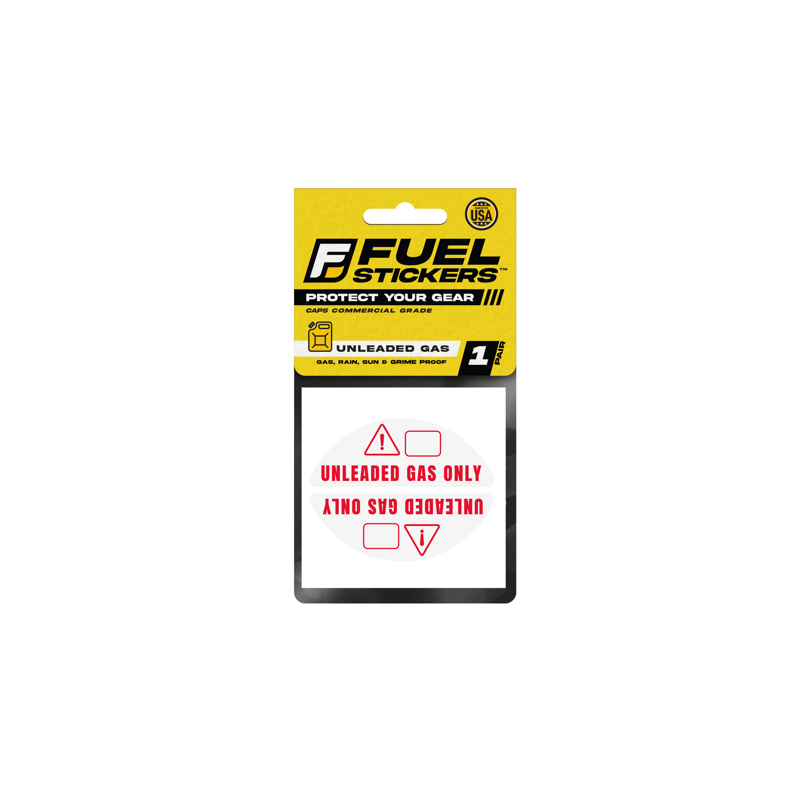 Unleaded Only Sticker for Gas Cap - 1 Pair - USA Made