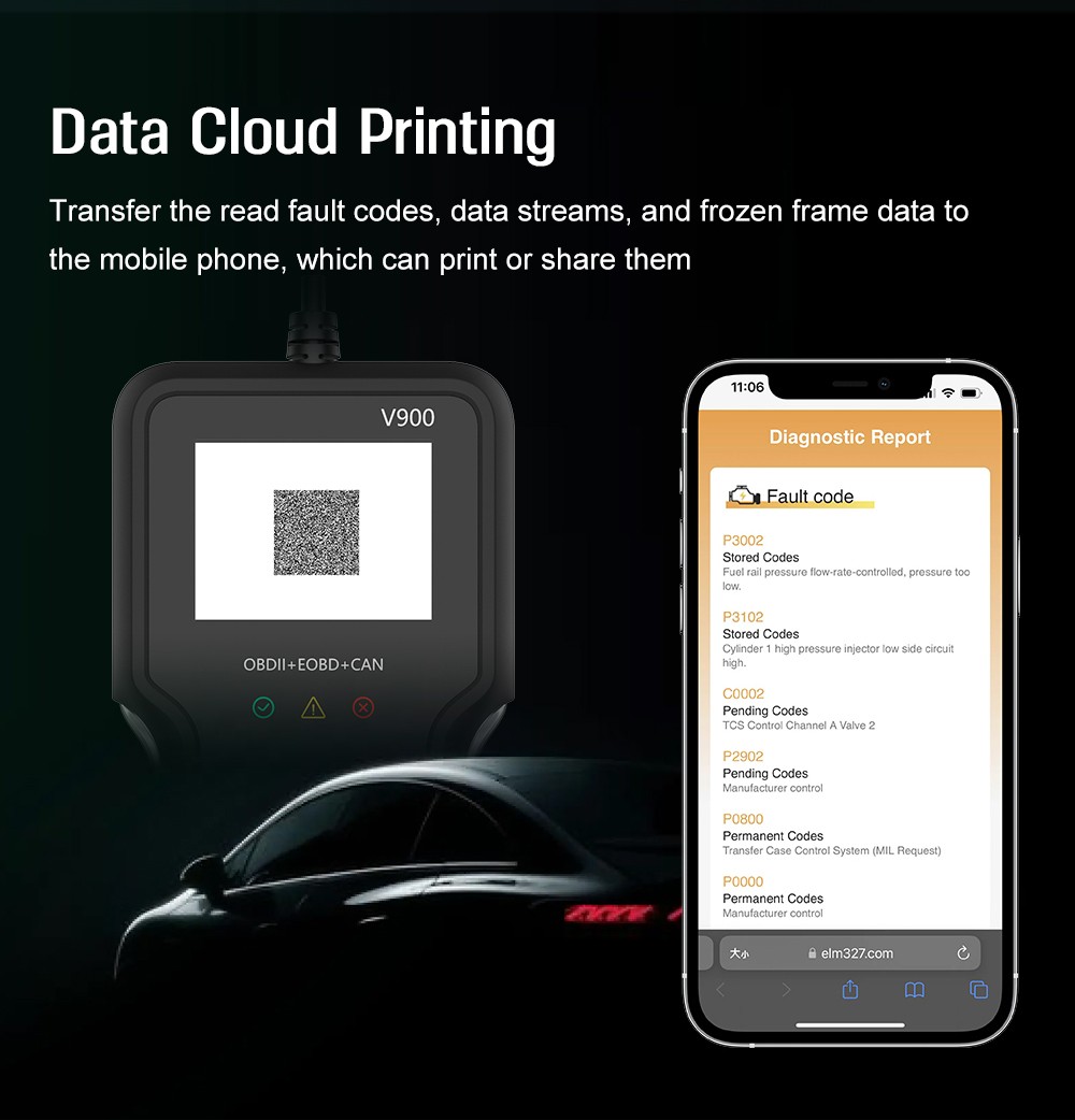 OBD2 Scanner Car Transmission Battery Deep Diagnostic Tool Code Reader Mode 6/8