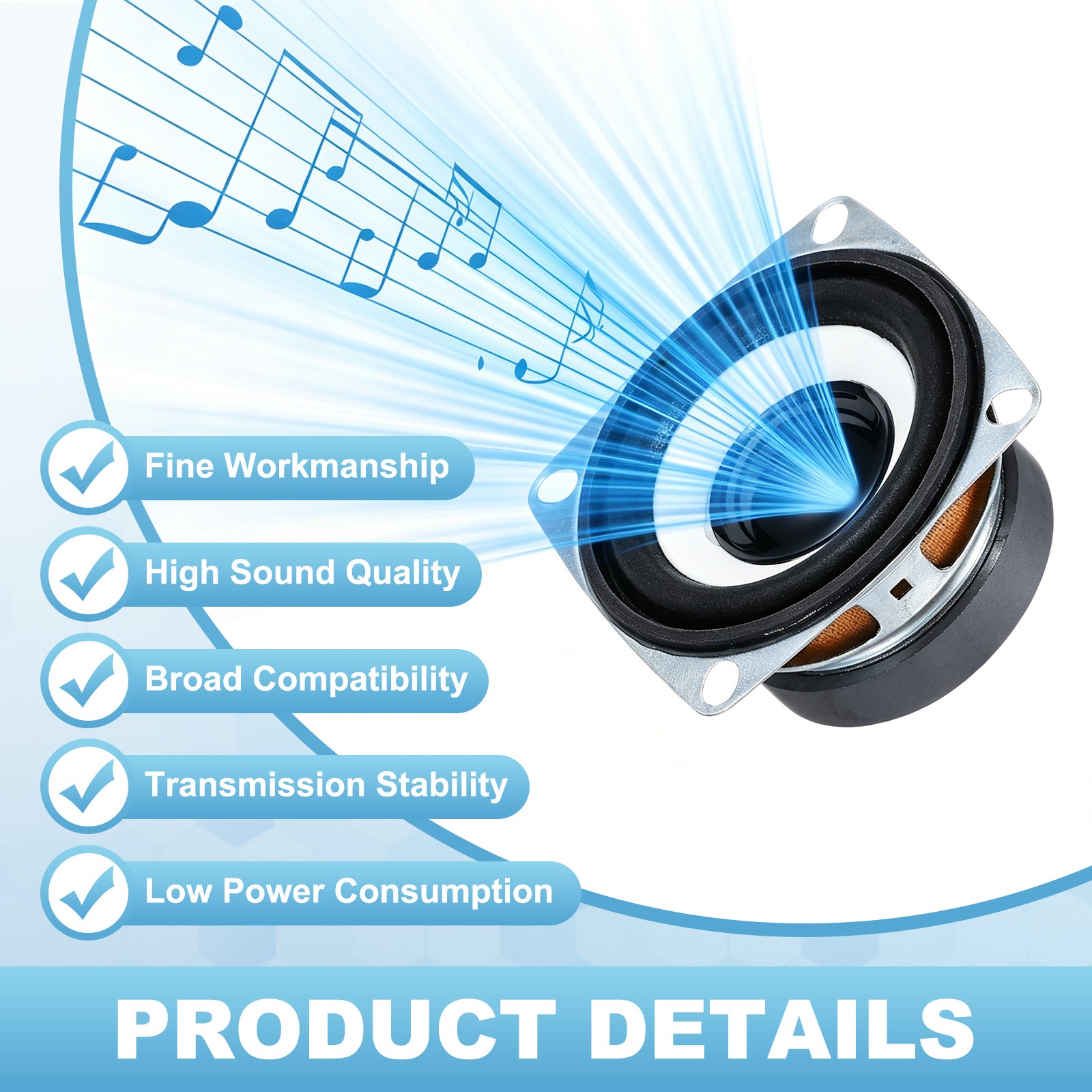 6Pcs 5W 4Ohm Small Speakers Square Micro External Magnet Speaker 45mm White
