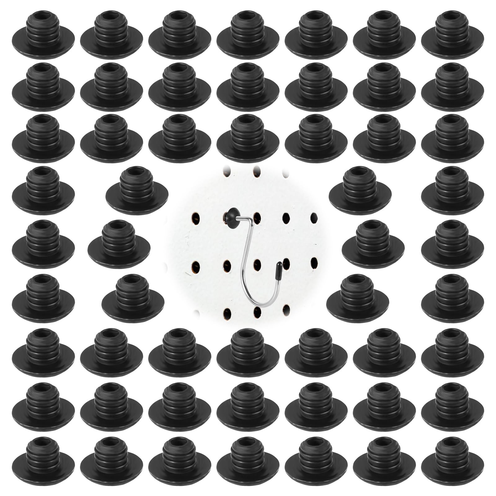PEUTIER 60pcs Pegboard Hook Locks, Peg Stoppers Fit for 1/4 Inch Black